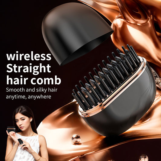 Mini wireless portable hair straightening comb