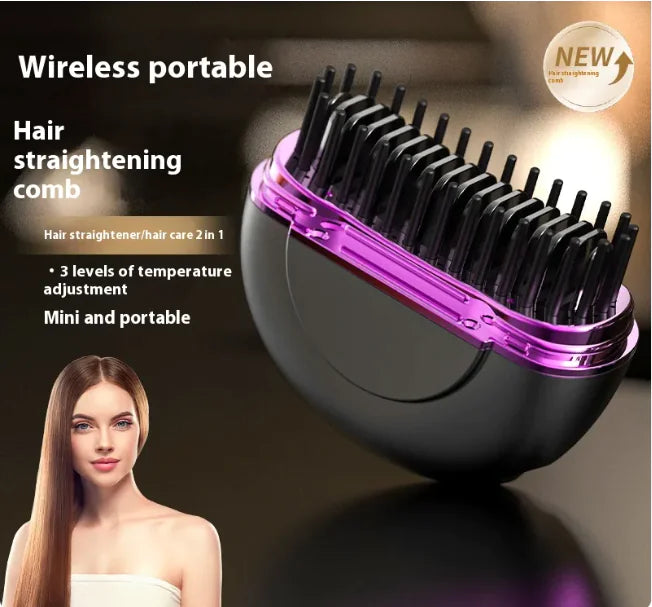 Mini portable wireless hair straightener